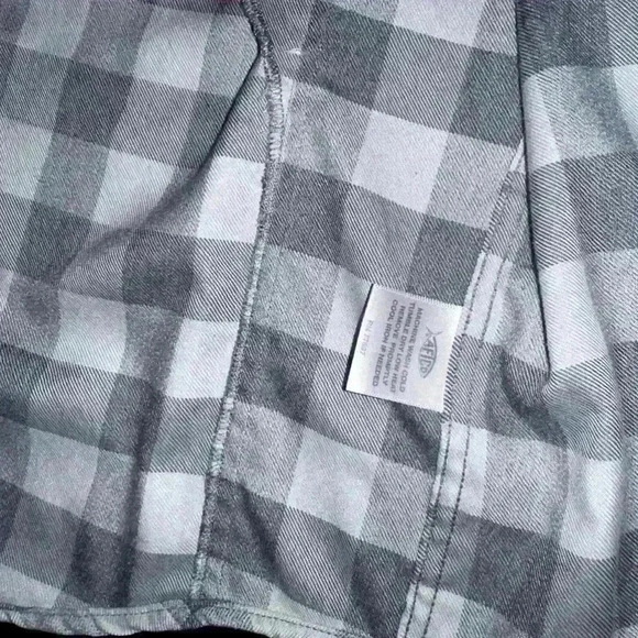Men's AFTCO Plaid Button Up Shirt Gray White Size S - Picture 8 of 9
